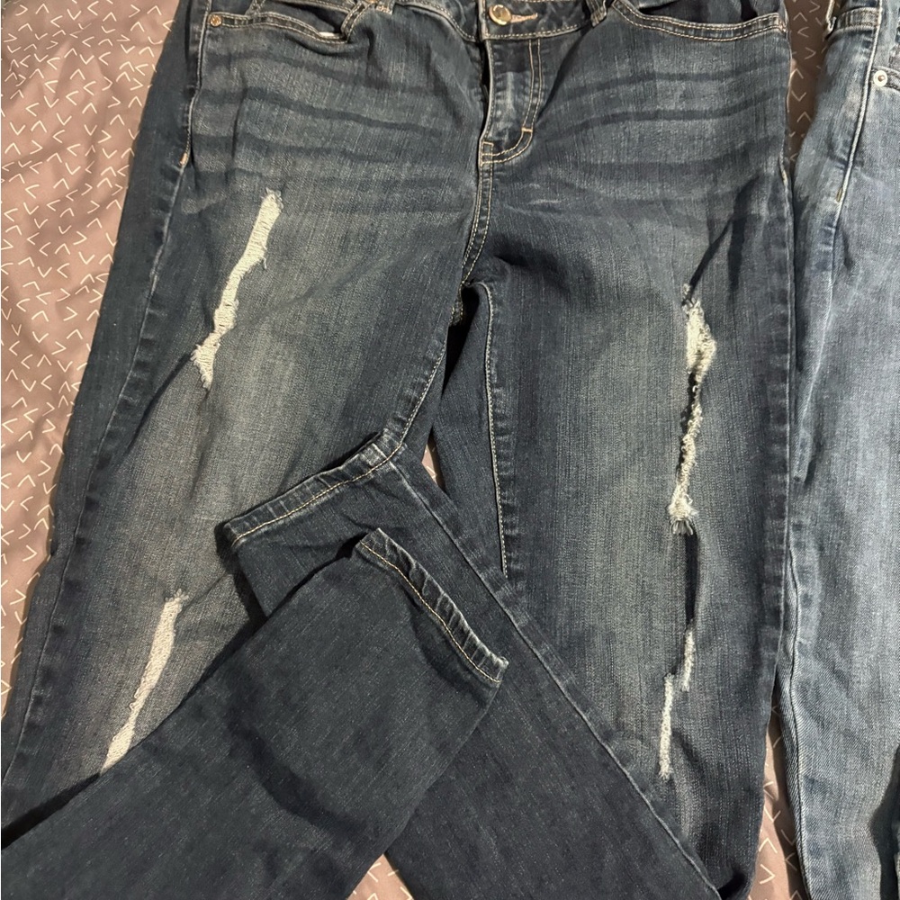 Banana Republic Dark Blue Distressed Skinny Jeans